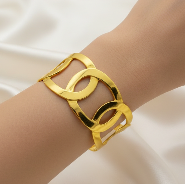 Montecito Sculptural Gold Open-Loop Cuff Bracelet | Limited Edition