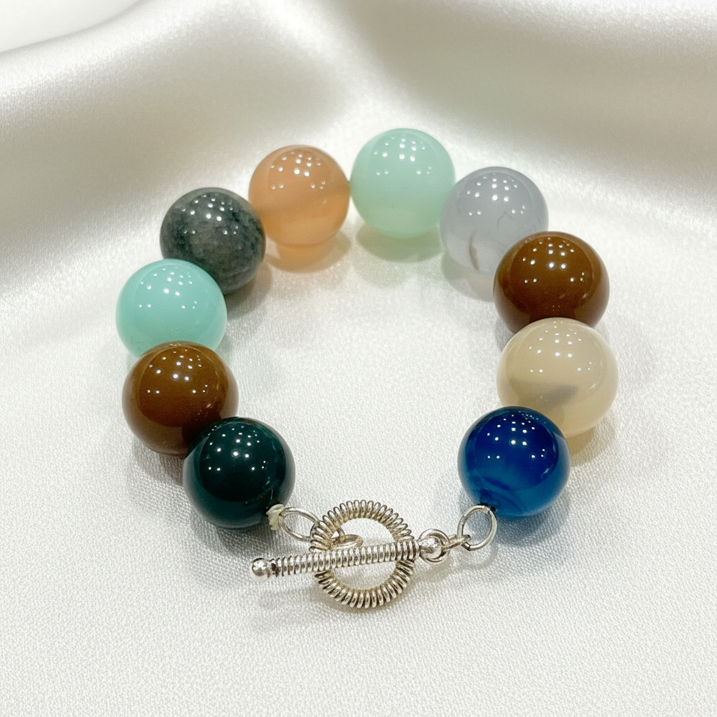 Ibiza Multi-Gemstone Sterling Silver Statement Bracelet