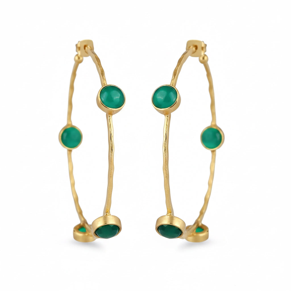 Montecito Green Onyx Gold Vermeil Statement Hoop Earrings