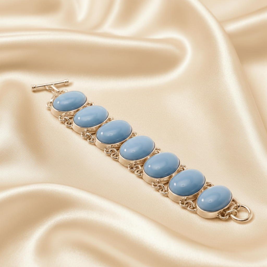 Amalfi Blue Opal Sterling Silver Statement Bracelet