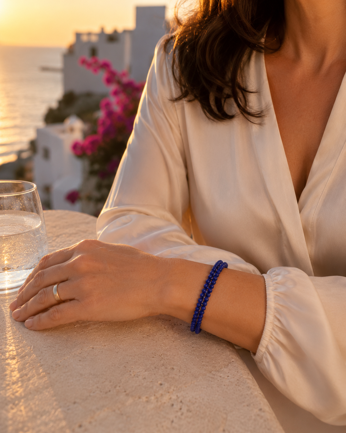 Ibiza Lapis Lazuli Cluster Bracelet – 22K Gold Wire | Limited Edition