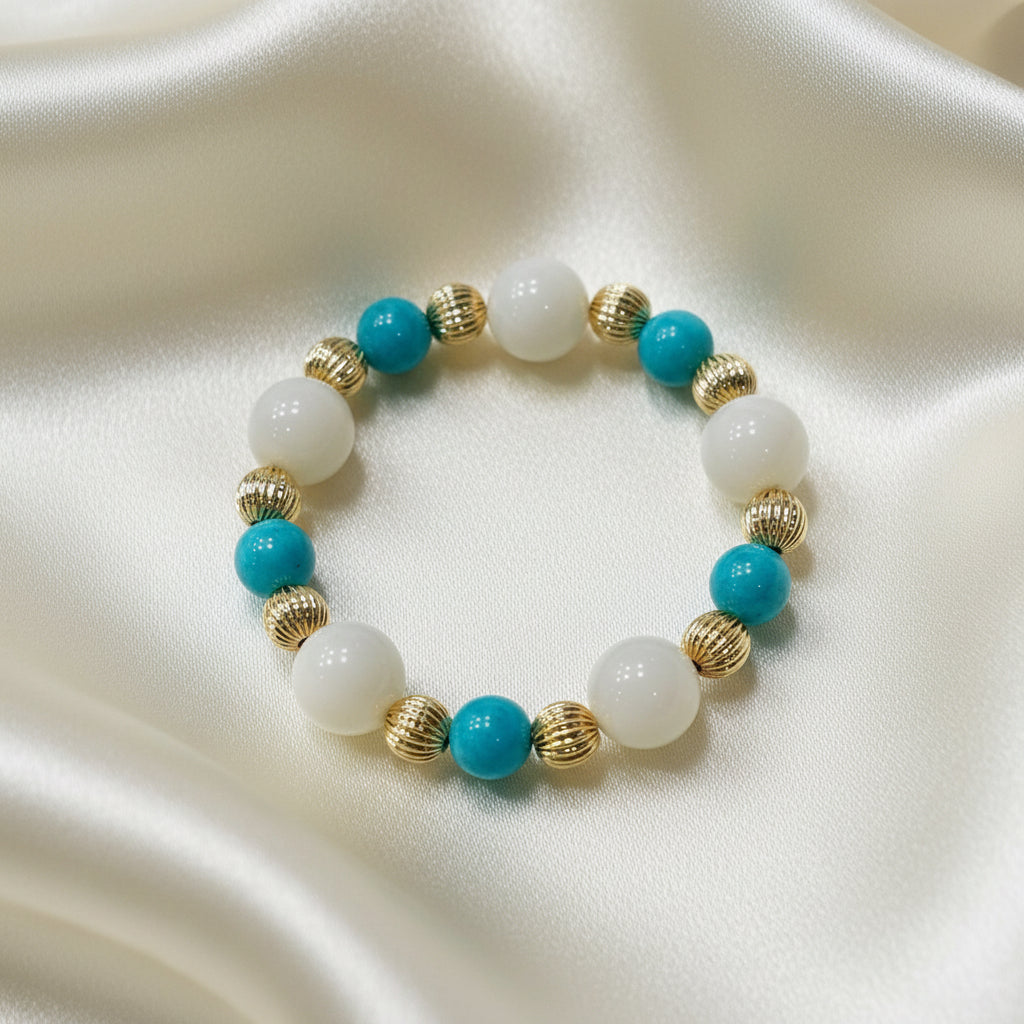Capri Amazonite & White Alabaster Bracelet Stack
