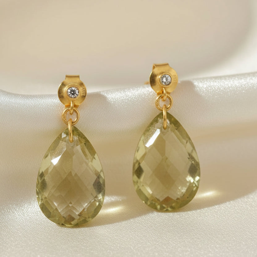 Amalfi Lemon Topaz & White Topaz Briolette Earrings
