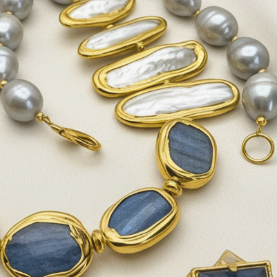Capri Azure Kyanite & Pearl Jewelry Set