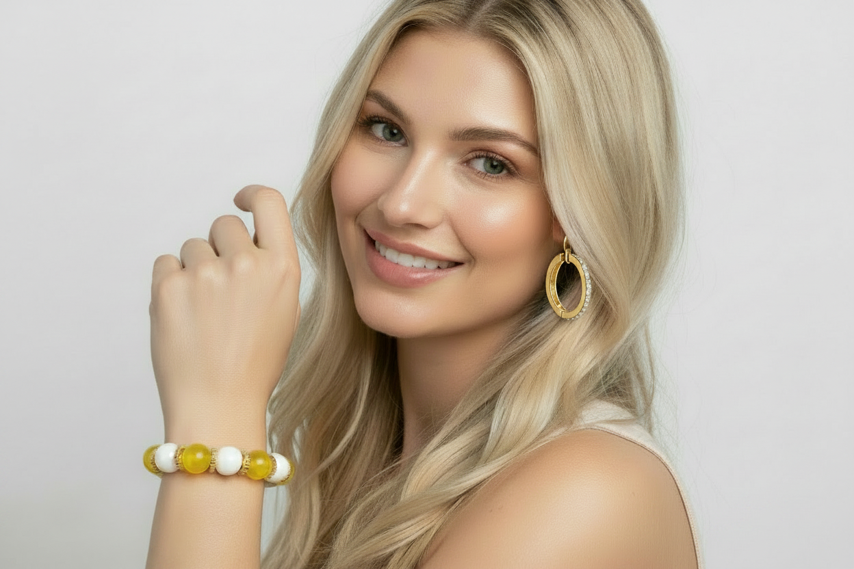 Amalfi Lemon Quartz & White Alabaster Bracelet