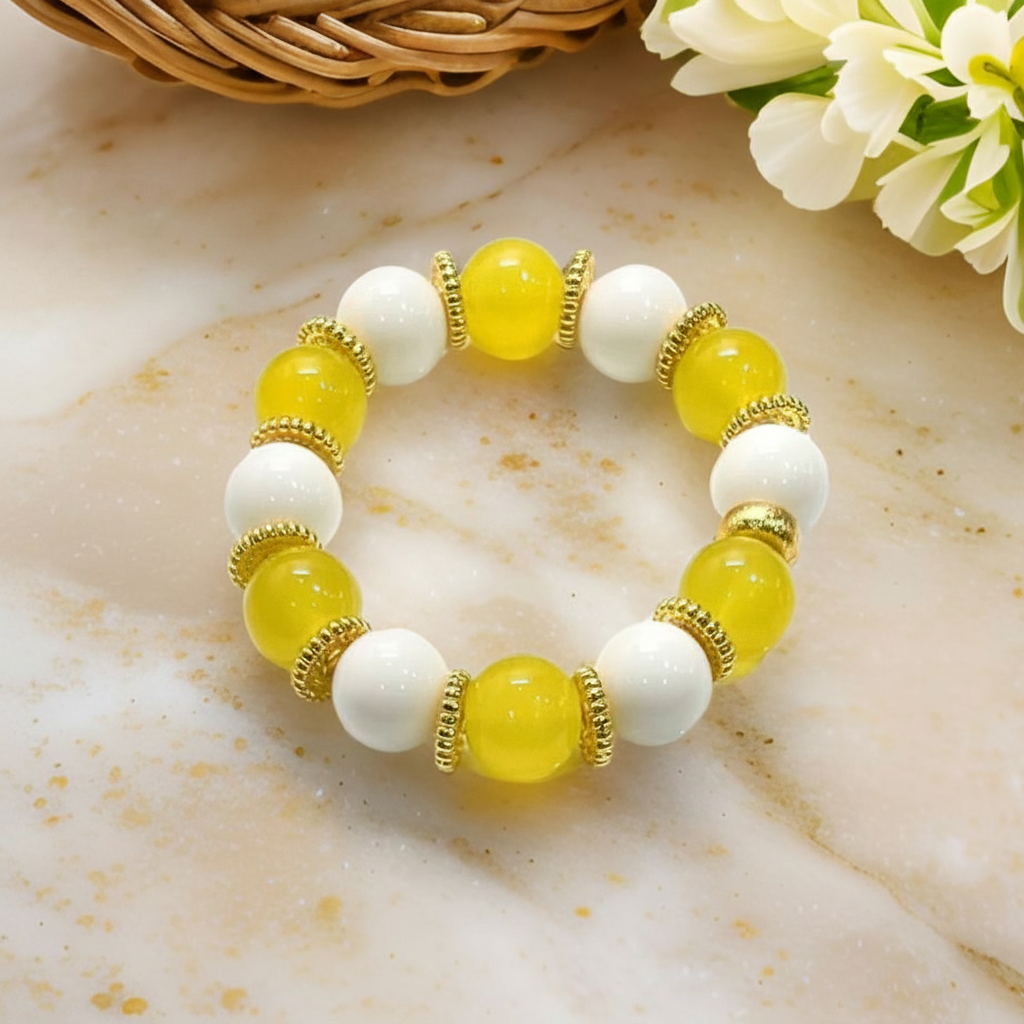 Amalfi Lemon Quartz & White Alabaster Bracelet