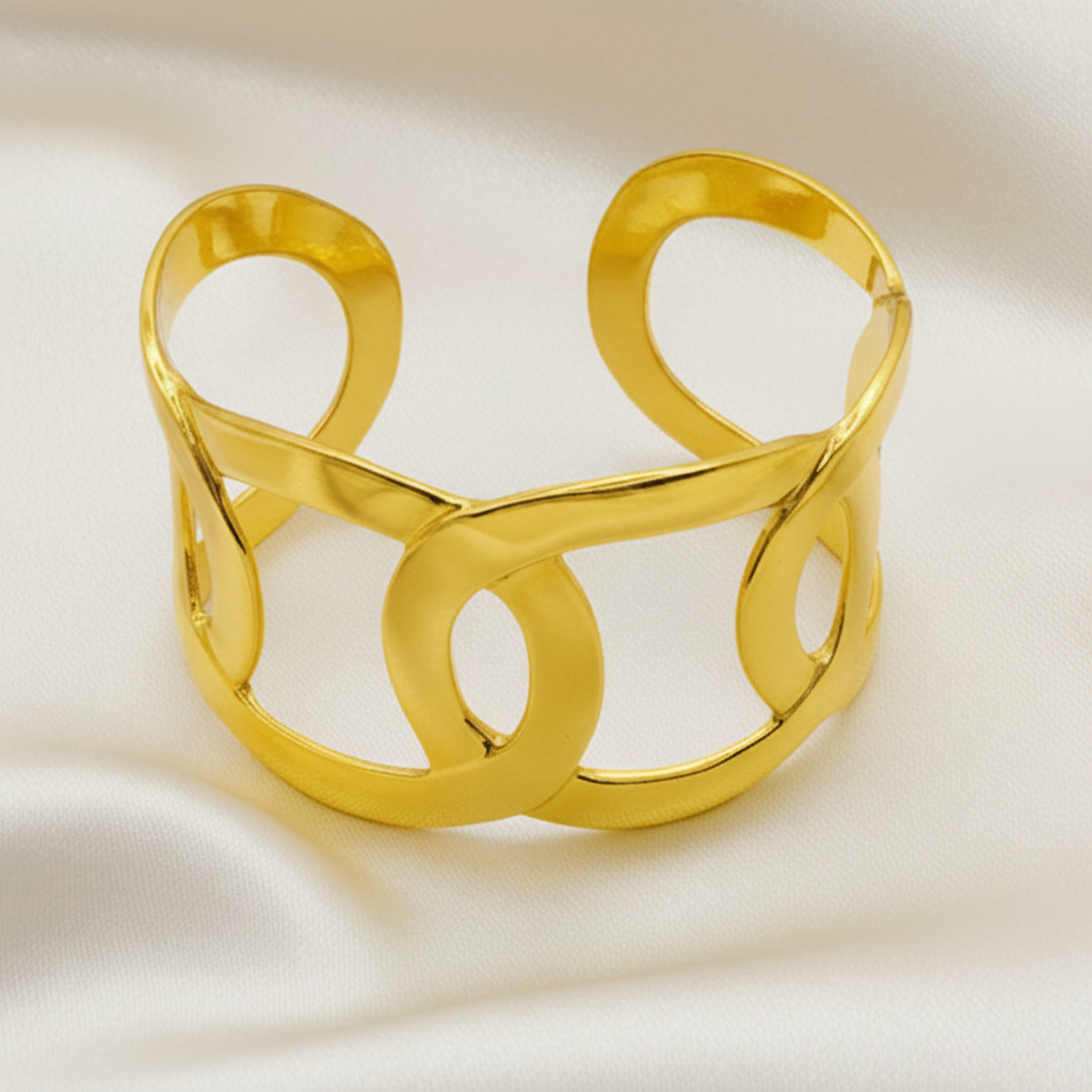Montecito Sculptural Gold Open-Loop Cuff Bracelet | Limited Edition