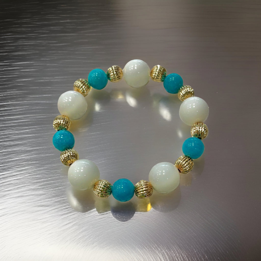 Capri Amazonite & White Alabaster Bracelet Stack