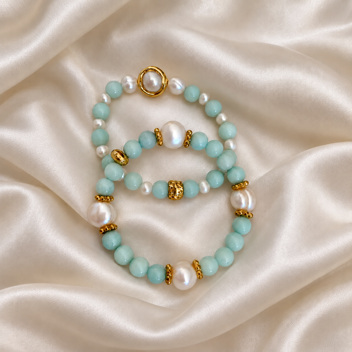 Montecito Amazonite & Pearl Bracelet Stack