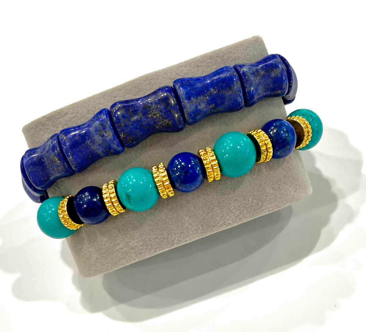 Capri Lapis Lazuli & Turquoise Gold Bracelet Stack