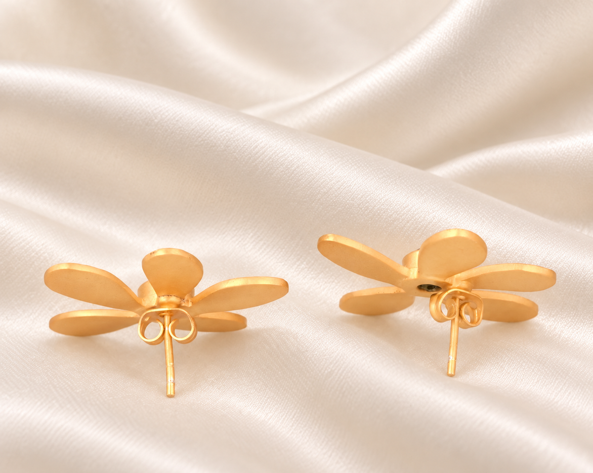 Montecito Green Onyx Gold Floral Statement Earrings