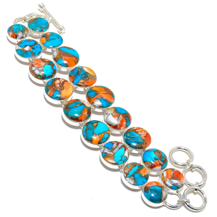 Montecito Spiny Oyster, Copper & Turquoise Statement Bracelet