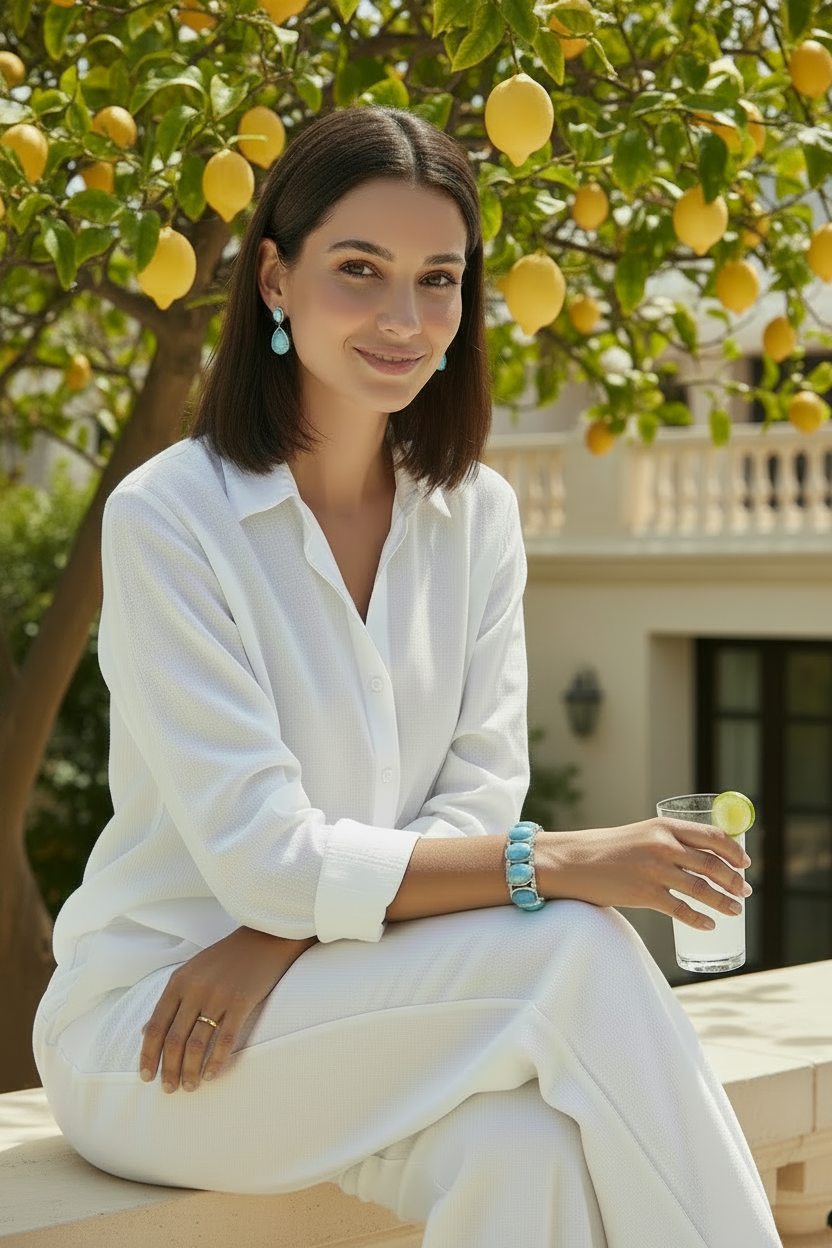 Capri Blue Opal Sterling Silver Bracelet | Luxury Coastal Statement Bracelet