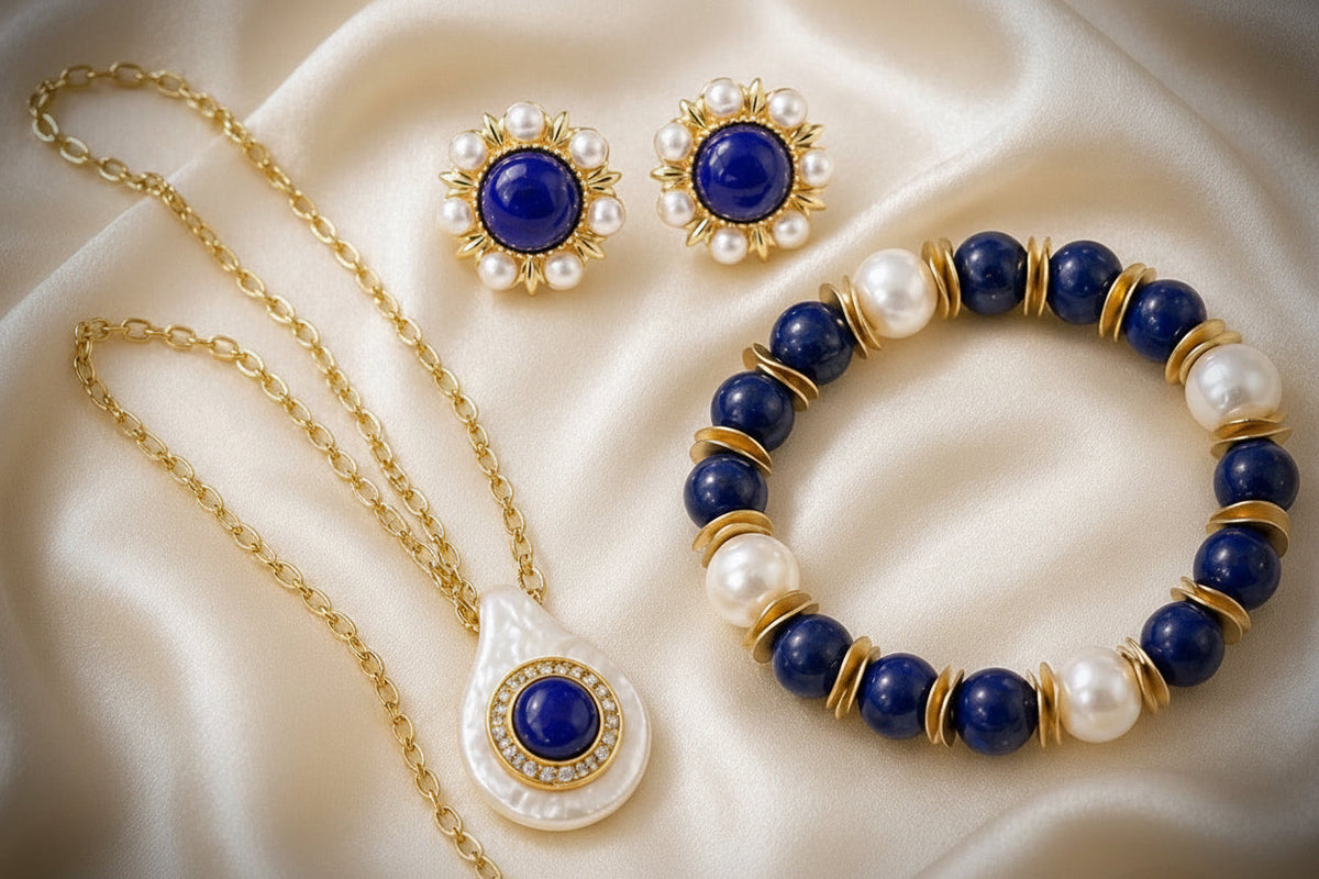Capri Azure Lapis & Pearl Jewelry Set