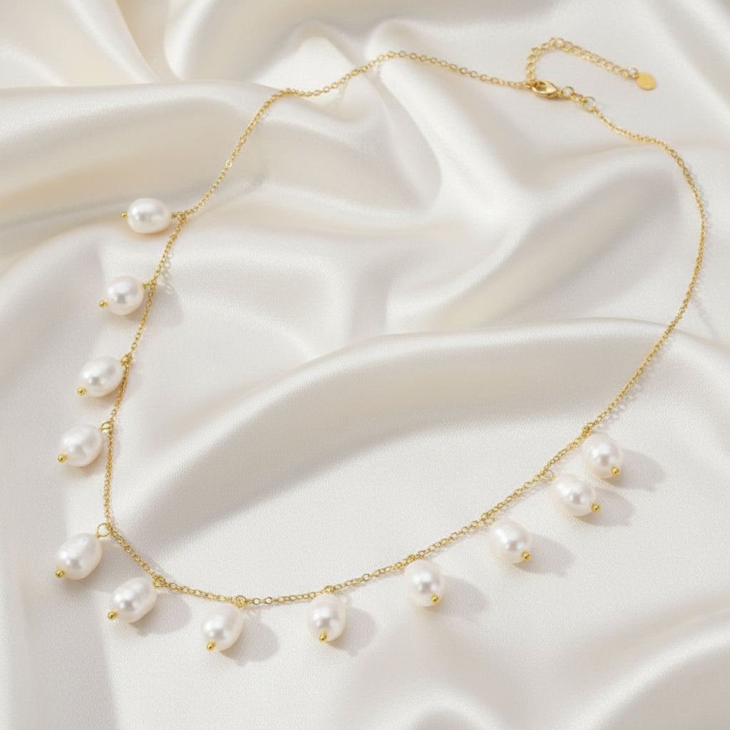 Montecito Freshwater Pearl & Gold Chain Necklace