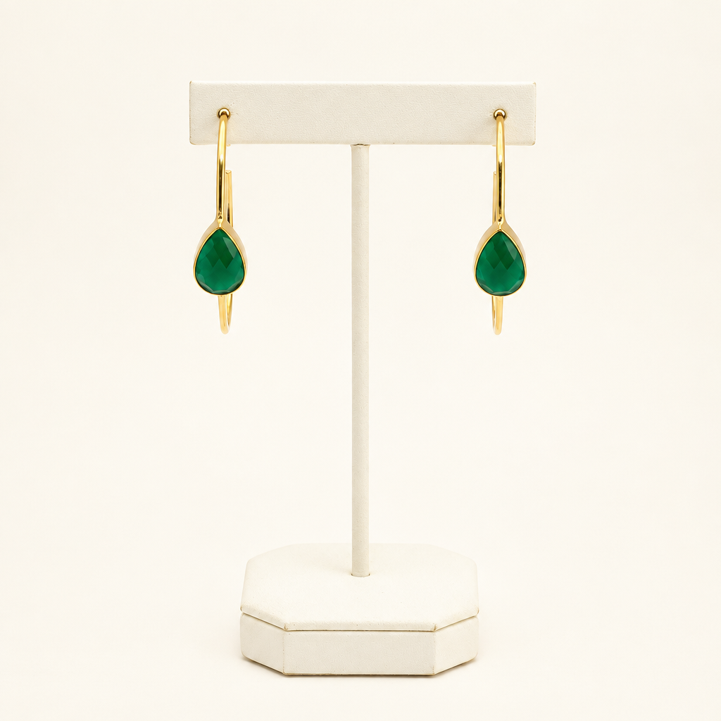 Montecito Green Onyx Gold Vermeil Hoop Earrings