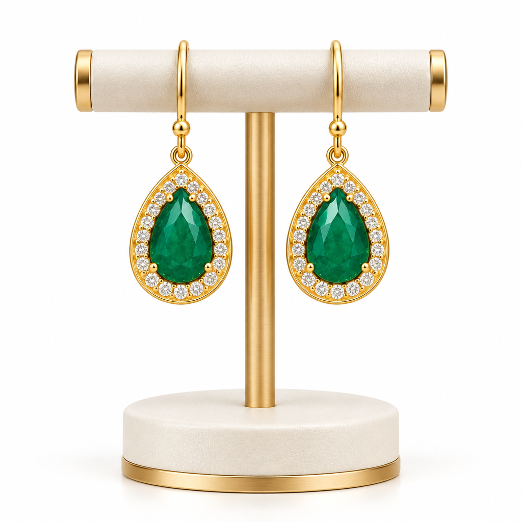 Montecito Green Onyx White Topaz Gold Drop Earrings