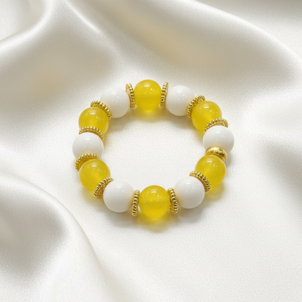 Amalfi Lemon Quartz & White Alabaster Bracelet