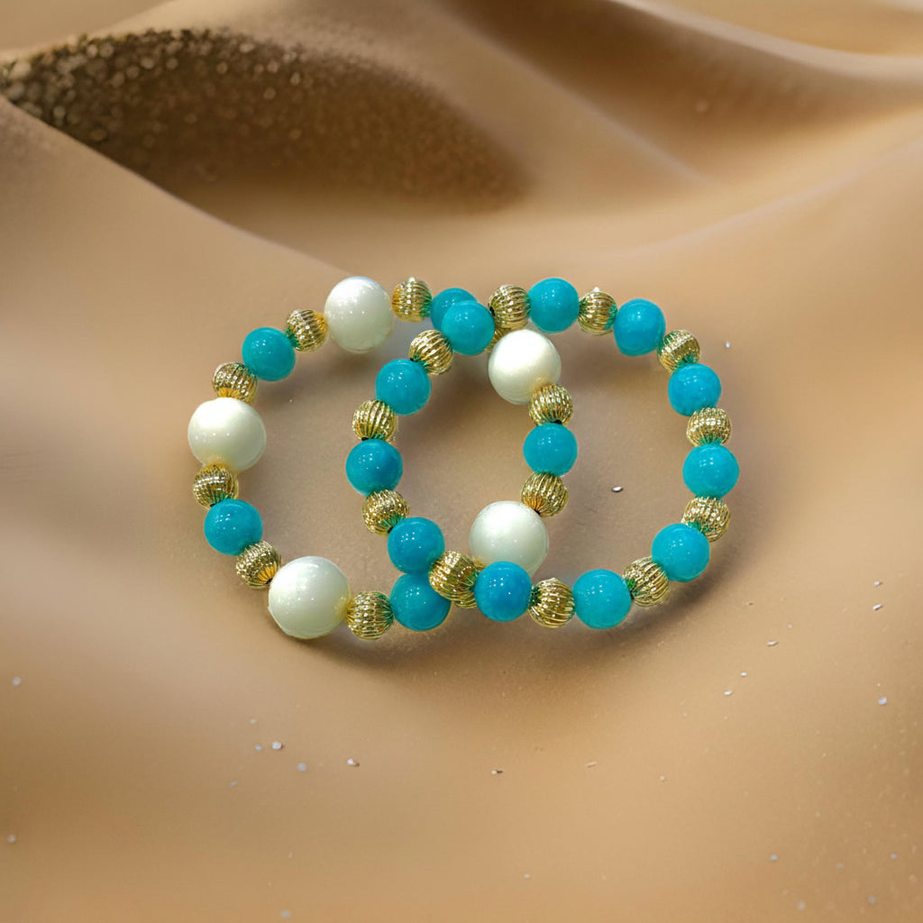 Capri Amazonite & White Alabaster Bracelet Stack