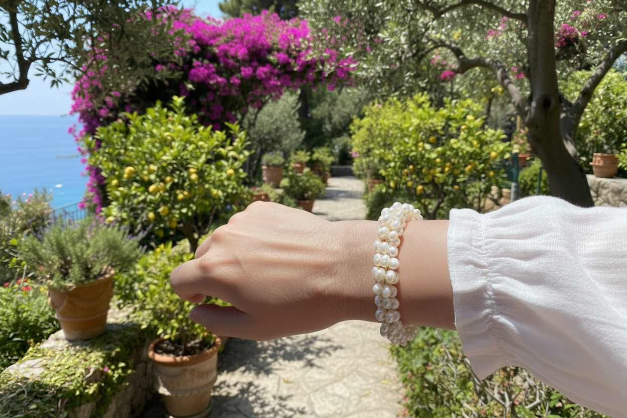 Montecito Baroque Freshwater Pearl Cluster Bracelet – 22K Gold Wire | Limited Edition